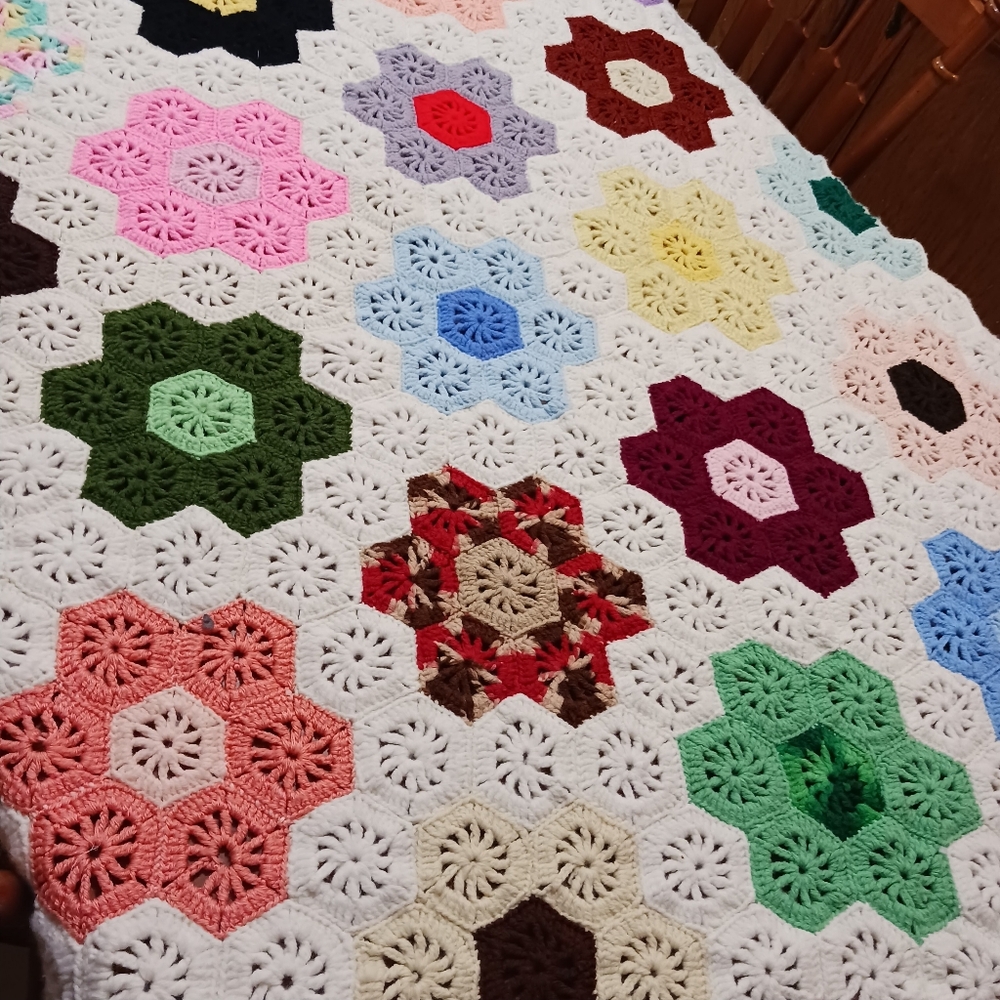 Blanket Afghan Throw GranncoreHexagon 62x42